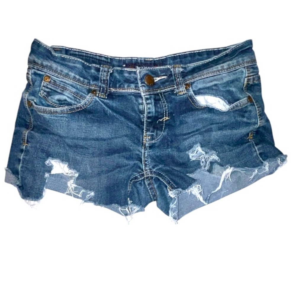 P&P Jeans Cut Off Distressed Jean Shorts Medium Wash Denim Size 1/2